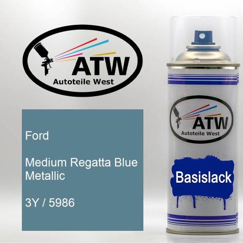 Ford, Medium Regatta Blue Metallic, 3Y / 5986: 400ml Sprühdose, von ATW Autoteile West.